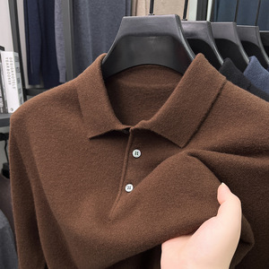 Maglia <span class=keywords><strong>Polo</strong></span> di Alta Qualità per Uomo, <span class=keywords><strong>Manica</strong></span> <span class=keywords><strong>Lunga</strong></span>, Colletto, Tinta Unita, Spessa e Calda - Product Image 3