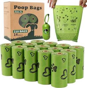 Bolsas para excremento de perro Huamaohengchun XL en rollos: Bolsas a prueba de fugas sin aroma con dispensador para perros, 14 rollos (210 unidades) - Verde - Product Image 1