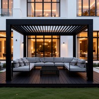 Système de toiture motorisé en aluminium à persiennes, personnalisable, moderne, pour balcon, jardin, paysage estival, écologique, avec revêtement en poudre