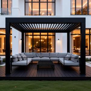 Système de toiture motorisé en aluminium à persiennes pour balcon et jardin, personnalisable, écologique, avec revêtement en poudre, pour l'été – Gazebos en vente - Product Image 4