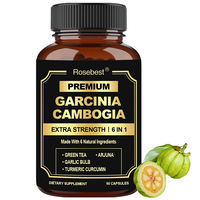 Fabricant de compléments alimentaires à base de plantes certifiés GMP, OEM, marque privée, 6 en 1, ingrédients naturels, végétalien, capsule de Garcinia Cambogia