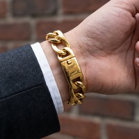 Bracelet tendance en acier inoxydable pour homme, style Miami Cuban Link épais, avec fermoir boîte robuste, bijoux Hip Hop Biker