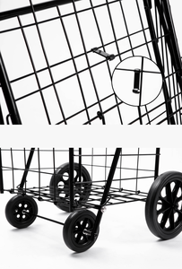 40kgs מפעל בוטיק נייד מותאם אישית מתקפל פלדה סל קניות עגלת קניות סופרמרקט עגלת קניות - Product Image 5