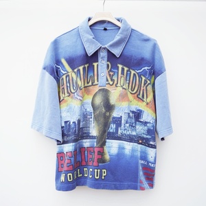 Magliette grafiche con serigrafia personalizzata Huili da uomo oversize da uomo <span class=keywords><strong>Polo</strong></span> in spugna francese in cotone pesante lavato Vintage - Product Image 1