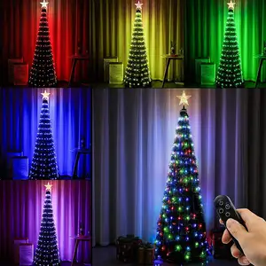 Merry Christmas 2024 Christmas tree decoration holiday lighting full color Christmas lights remote control controlled