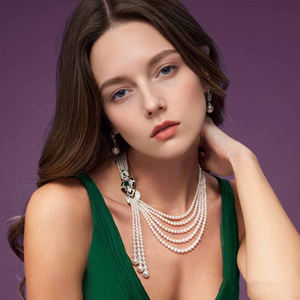 Lixin di lusso 2 pezzi set di gioielli di moda lussuosi orecchini di perle di platino smeraldo per donna - Product Image 1