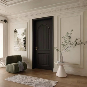 ประตูไม้เนื้อแข็งสีดำสำหรับตกแต่งบ้านประตูฝรั่งเศสสไตล์โมเดิร์น - Product Image 6