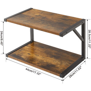 Office <b>Desktop</b> <b>Printer</b> Shelf Two Tier Storage Rack Brown Metal Freestanding Organizer for Desk Neatening - Product Image 2
