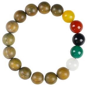 Pulsera de sándalo verde de 12 mm con 17 cuentas, cinco elementos, joyería unisex para uso diario - Product Image 5