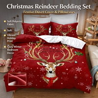 Parure de lit ChamXue 3 pièces en polyester respirant et durable, motif Noël, pour chambre à coucher et chambre d'amis