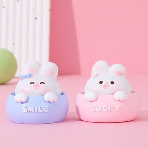 Ornements de Bobblehead de Lapin Super Mignon Créatif Style Feng Shui Écologique pour les Filles de Bureau de Voiture Cadeaux d'Affaires <span class=keywords><strong>Occasion</strong></span> du Nouvel An - Product Image 4