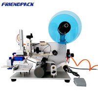 Machine d'étiquetage manuelle autocollante pour bouteilles plates carrées en verre/métal, PLC électrique, bon prix