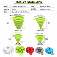 Entonnoir de cuisine en silicone pliable antidérapant, compatible lave-vaisselle, pour verser l'huile et les liquides, facile à nettoyer, idéal pour le vin