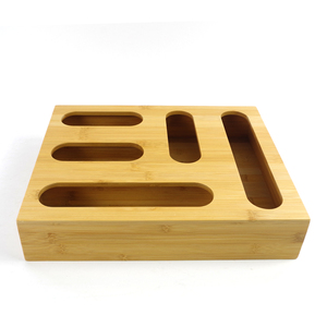 Plastic Food Storage Bag Holders Acrylic bamboo Ziplock Bag Storage Organizer for Kitchen Drawer