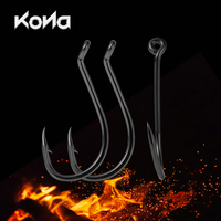 Hameçon KONA à pointe inversée, œil fermé, forgé, 4X plus résistant, en acier au carbone noir, pour eau salée, vente en gros directe usine