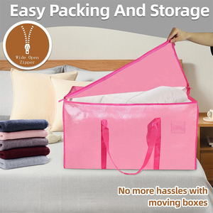 Bolsas de Almacenamiento Impermeables Rosas con Asas y Cierres, Plegables, <span class=keywords><strong>Extra</strong></span> Grandes, Resistentes y Duraderas para Mudanzas en Dormitorios Universitarios - Product Image 5
