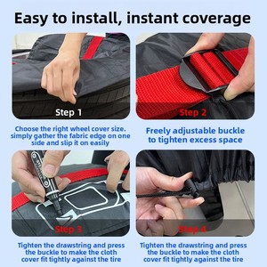 Housse de protection pour pneu de voiture 190T <span class=keywords><strong>OLIVER</strong></span>, compatible neige et glace, rangement portable, conception de roue creuse entièrement fermée - Product Image 3