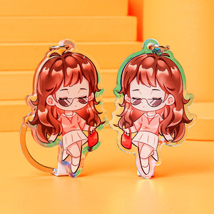 Vograce Cartoon Anime Oem Logo Benutzer definierte bunte Regenbogen Acryl Schlüssel bund Druck Trans panre Clear Hologramm Schlüssel anhänger Kostenlose Probe - Product Image 6
