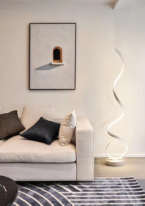 Lampe sur pied incurvée minimaliste moderne en aluminium LED pour salon, chambre à coucher, éclairage d'ambiance - Product Image 1