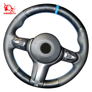 Cubierta de <span class=keywords><strong>volante</strong></span> de fibra de carbono de coche de cuero personalizado para <span class=keywords><strong>BMW</strong></span> X5 M50d 2 3 Series X6 M 2016 - Product Image 2