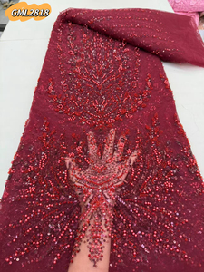 Vestidos de Novia de Lujo al por Mayor, Diseño de Encaje Francés 3D, <span class=keywords><strong>Flores</strong></span> Bordadas con Lentejuelas, Tul con Cuentas, Totalmente con Lentejuelas - Product Image 4