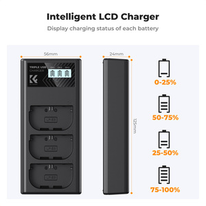 <span class=keywords><strong>Chargeur</strong></span> de batterie LCD à 3 emplacements K&F Concept LP-E6NH pour appareils photo EOS R5/R6/R7/5D/6D/7D Mark II avec entrée 11-18V - Product Image 3