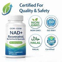 Cápsulas de NAD+ de Marca Privada al por Mayor, Resveratrol, Berberina, Quercetina, Antioxidante, Servicio Personalizado OEM ODM, Grado Alimenticio 90 GMP