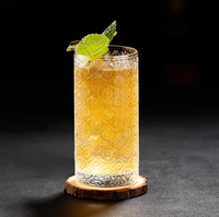Verre à eau en verre gaufré motif floral Malus Spectabilis, verre à whisky, verre à boisson glacée pour la maison, la cuisine et la table à manger