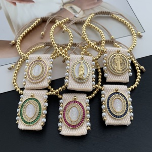 Pulseras con Colgante de Temática Religiosa TK-C269 al por Mayor para Mujer, Pulsera de Concha de Cristal Colorida con Virgen, Pulsera de Cuentas para Festividades - Product Image 3