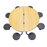 Table pliante ronde et mobile pour cafétéria Mobilier scolaire Table de cafétéria pour école 8 places Chaise pliante avec roue