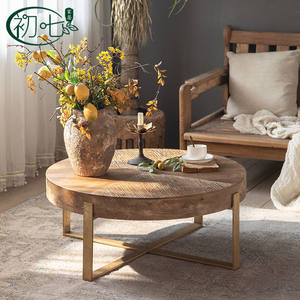 Wabi Sabi Style <b>Round</b> Coffee <b>Table</b> Solid Wood Handmade Living Room Tea <b>Table</b> Small <b>Side</b> <b>Table</b> - Product Image 2