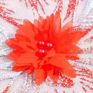 Offre Spéciale fait à la main fleur brodé dentelle tissu 3D brodé Tulle tissu pour mariage robe de soirée mode vente chaude - Product Image 5