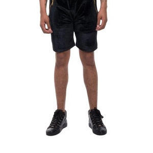 ชุดวอลเปเปอร์ขาสั้นสำหรับผู้ชาย,ชุดวอร์มผ้ากำมะหยี่มีซิปสีดำสำหรับฤดูร้อนสั่งทำ - Product Image 2