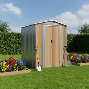 Caseta de jardín de acero galvanizado D0100H79JA6 de 75.6x205.9x87.8 pulgadas en color marrón claro para almacenamiento - Product Image 2