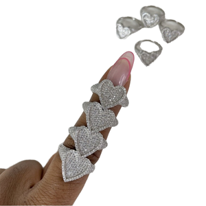 Nouvelles bagues punk en laiton plaqué argent avec zircone cubique entièrement pavée, coupe princesse en forme <span class=keywords><strong>de</strong></span> cœur délicat, cadeau <span class=keywords><strong>de</strong></span> mariage, <span class=keywords><strong>fête</strong></span> <span class=keywords><strong>de</strong></span> fiançailles <span class=keywords><strong>2023</strong></span> - Product Image 5