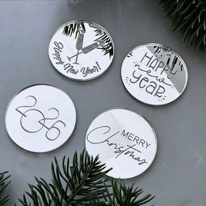 น้ำผึ้งและรสหวาน ของตกแต่งเค้กคริสต์มาส อะคริลิกรูปทรงกลม 2026 ท็อปเปอร์คัพเค้กปีใหม่ อุปกรณ์จัดงานปาร์ตี้วันหยุด - Product Image 2