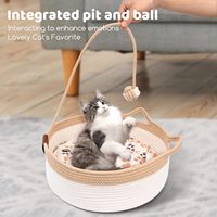 Lit tissé rayé fait main pour chat avec coussin lavable amovible pour chats d'intérieur pesant moins de 18 livres