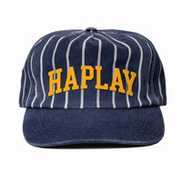 Gorra de béisbol de 5 paneles con parte superior suave, lavada, con rayas finas, efecto desgastado, logotipo de parche vintage, estilo urbano, para exteriores, ajustable, deportiva, tipo Dad Hat