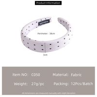 MUJU C050 38cm Bando Berbahan Polkadot dan Gingham Berlapis Lebar 3cm Warna Lavender Buatan Tangan Logo Kustom