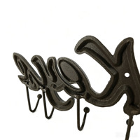 Porte-clés mural vintage en fonte avec lettres, étagère de rangement pour hall d'entrée, décoration d'intérieur, artisanat métallique, cadeau, crochet pour manteaux et chapeaux