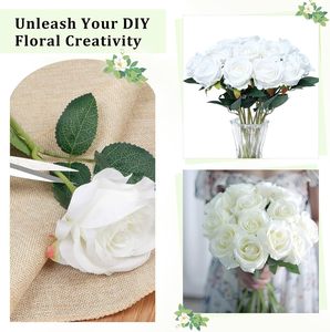 ช่อดอกกุหลาบผ้าไหมคุณภาพสูง 10 ดอก สำหรับตกแต่งบ้านในวันวาเลนไทน์ วันคริสต์มาส และวันตรุษจีน - ทำด้วยมือ - Product Image 4