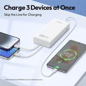 ROMOSS 20000mAh 파워뱅크 내장 케이블 포함, PD 22.5W 휴대용 충전기, 4개 출력 및 2개 입력 배터리 팩 아이폰 17용 - Product Image 6