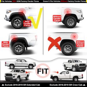 บังโคลนรถยนต์ Crastp สำหรับ Toyota Tacoma ปี 16-20 ทำจากพลาสติกสีดำ อุปกรณ์เสริมสำหรับรถกระบะ - Product Image 4