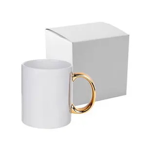 11盎司金框陶瓷咖啡杯高品质陶瓷咖啡杯带金色手柄的陶瓷咖啡杯