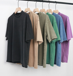 Camiseta vintage de alta calidad con logotipo personalizado, lavada al ácido, para hombre, camiseta extragrande de algodón grueso de color sólido para hombre - Product Image 1