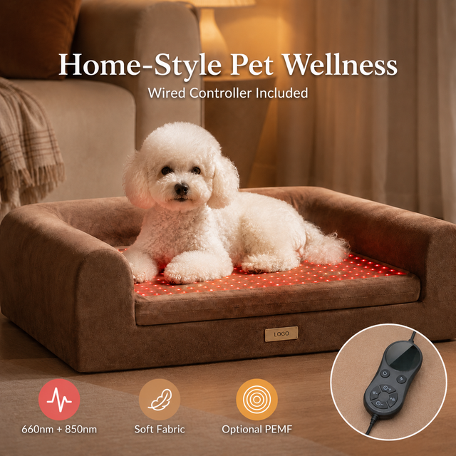 Dog Red Light Therapy Bed for Dogs and Cats 90W 384 LEDs Optional PEMF Wholesale Manufacturer