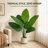 Plante artificielle de bananier du voyageur de 120 cm, fausse plante en plastique, bonsaï artificiel pour la décoration intérieure et de jardin