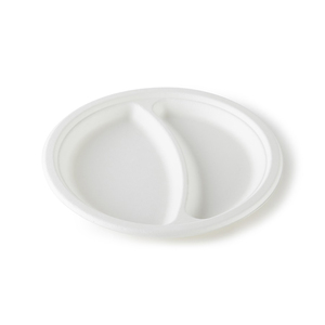 Lot de 100 assiettes rondes jetables en bagasse blanches de 23 cm pour fêtes, bio et biodégradables, origine Chine - Product Image 5