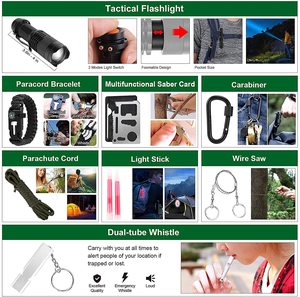 Kit de survie SOS pour les voyages, équipement de camping en plein air, équipement de camping, kit de secours automobile, kit de survie pour la défense personnelle, sac de secours - Product Image 5