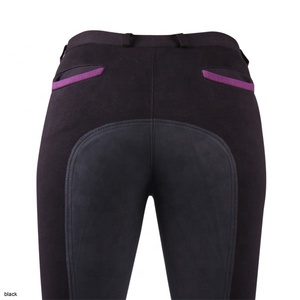 Premium Knitted 95% Cotton 5% Spandex Two Tone Ladies Horse Riding Jodhpur Breeches Equestrian Pant personalizado - Product Image 2